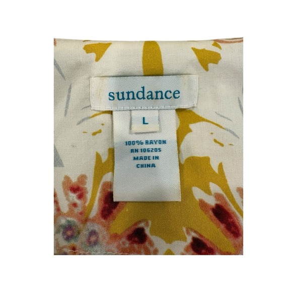 Sundance Boho Floral Top Ruffle Sleeve Sz L Peasant Cottagecore Romantic - Picture 7 of 8